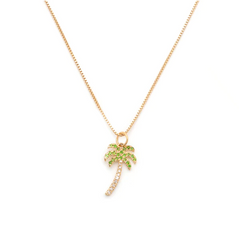 Leah Alexandra | Palm Tree Necklace - Gold & CZ