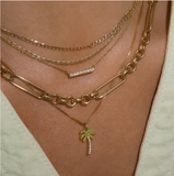 Leah Alexandra | Palm Tree Necklace - Gold & CZ