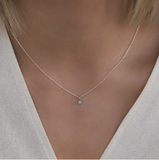 Leah Alexandra | Birthstone Necklace - Silver & Aquamarine