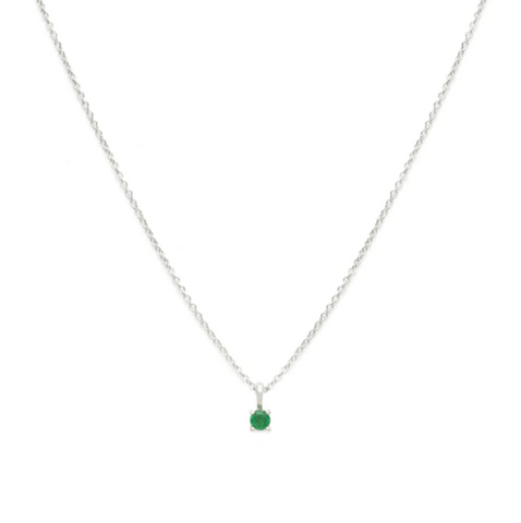 Leah Alexandra | Birthstone Necklace - Silver & Emerald