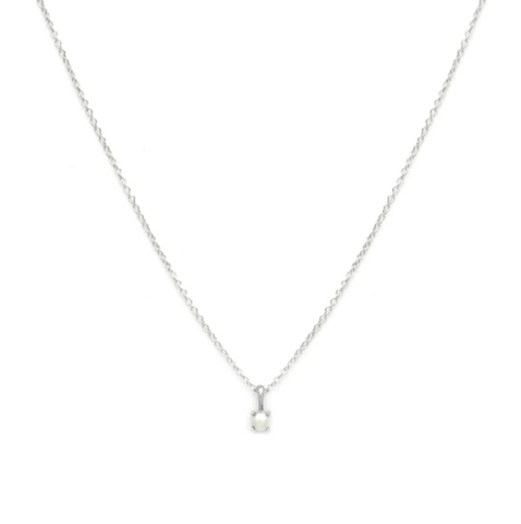 Leah Alexandra | Birthstone Necklace - Silver & Pearl