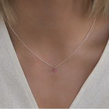 Leah Alexandra | Birthstone Necklace - Silver & Ruby