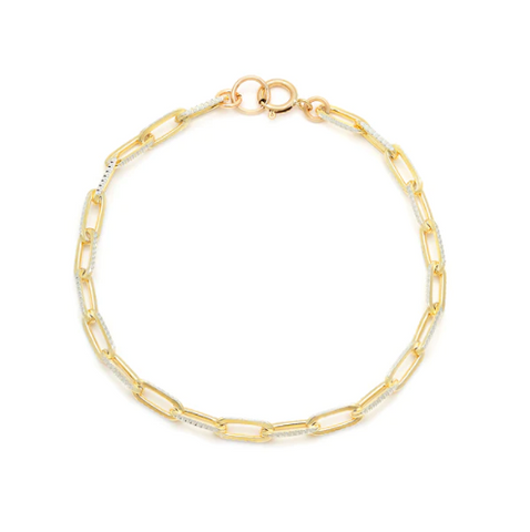 Leah Alexandra | Diamond-Cut Paperclip Bracelet - Gold - 7"