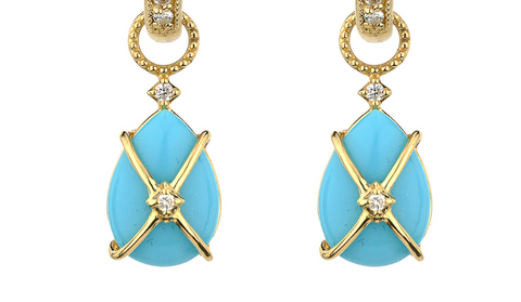 Jude Frances | Tiny Criss Cross Wrapped Pear Stone Earring Charms