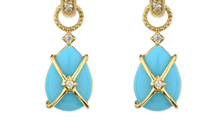 Jude Frances | Tiny Criss Cross Wrapped Pear Stone Earring Charms