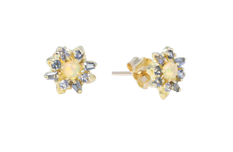 Armenta | Opal and grey Spinel Stud Earrings