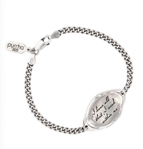 Pyrrha | Sterling Silver "I Have All That I Need Within Me" Affirmation Talisman Bracelet