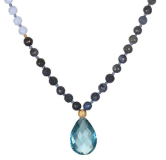 Satya | Wise Spirit Sky Blue Topaz Gemstone Drop Mala