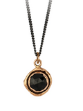 Pyrrha | Black Onyx Faceted Stone Necklace - Bronze