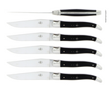 Forge de Laguiole | Set of Six Table Knifes, Dark Horn Tip