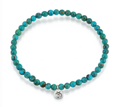 Satya | Silver Turquoise Om Stretch Bracelet - Inner Peace