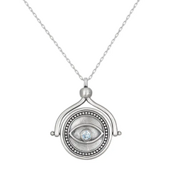 Satya | In Safekeeping Hamsa & Eye Silver Spinning Necklace