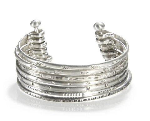 Satya | Small Silver Multi Bangle Cuff