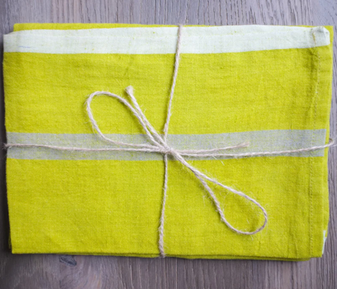 Caravan Laundered Linen Lime/Grey Tea Towel