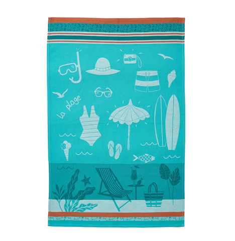 Coucke À La Plage Blue Tea Towel