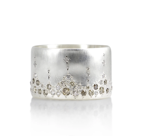 Adel Chefridi | Champagne Diamonds Wide Silver Band