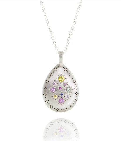 Adel Chefridi | Silver Lights Teardrop Multi-sapphire necklace