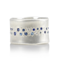 Adel Chefridi | Double Line Organic Blue Sapphire Wide Band