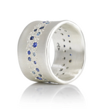 Adel Chefridi | Double Line Organic Blue Sapphire Wide Band