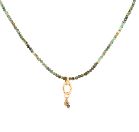 Anne Sportun | Gemstone Charm Clasp Necklace, Sakota Emerald