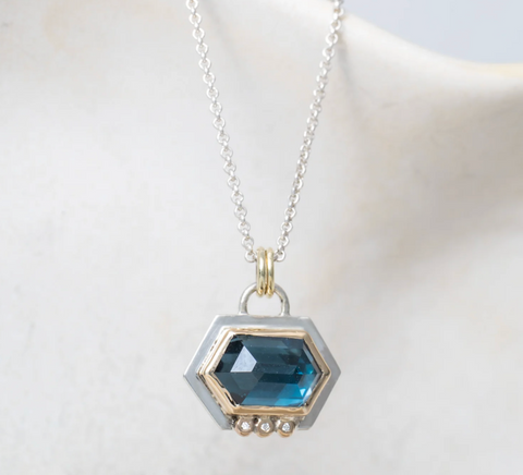 Kat Cadegan | Laine - London Blue Topaz & Diamond necklace