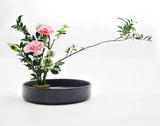Gohobi | Japanese Style Ikebana Black Flat Vase