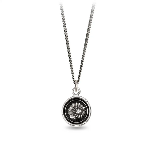 Pyrrha | "Becoming" Diamond set Silver Talisman Necklace