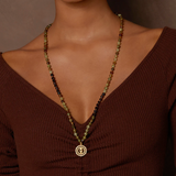 Satya | Inhabit Your Power Smokey Quartz Green Garnet Mala