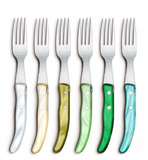 Claude Dozorme | Wood box of 6 Berlingot Forks mixed color resin handle