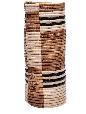 The African Home Goods | Sand Banana Leaves Vase - Tan & Black