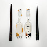 Cat Design 6 Piece Chopsticks Sauce Dish and Rest Gift Set