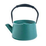 Modern Straight Edge Design Green 33oz Cast Iron Tea Pot