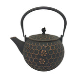 Bronze Honeycomb Bee Design 60oz Cast Iron Tea Pot