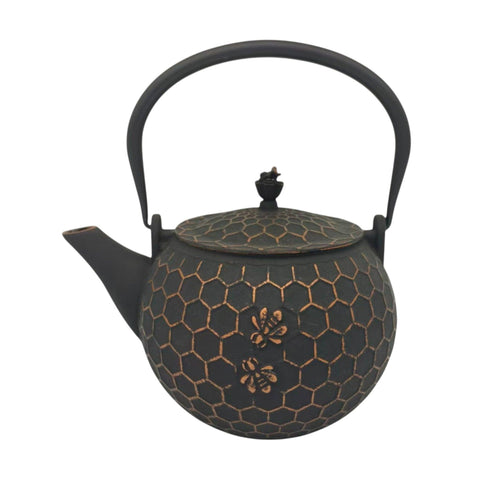 Bronze Honeycomb Bee Design 60oz Cast Iron Tea Pot
