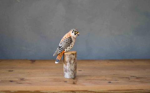 Aviologie | Mini Kestrel - 6.75"H - Hand Carved Ornament