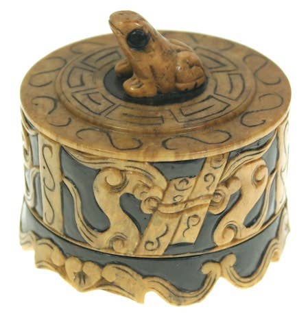The Niger Bend | Frog Design Small Round Soapstone Trinket Decor Box