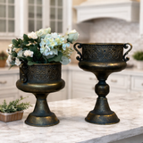 Vagabond Vintage | Vintage Ornate Metal Urns