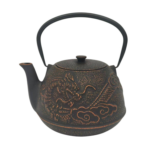 Bronze Dragon Design 40oz Cast Iron Tea Pot