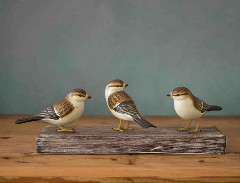 Aviologie | Sparrow Trio - Carved Wooden Ornament