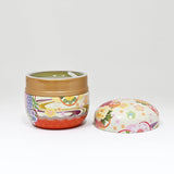 Tea Leaves Container 3.5 FL Oz Floral Red
