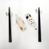 Cat Design 6 Piece Chopsticks Sauce Dish and Rest Gift Set
