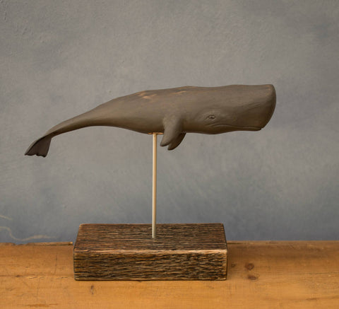 Aviologie | Hand Carved Wooden Sperm Whale — 10" on wooden Stand