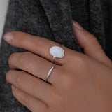 Leah Alexandra | Moonstone Selena Slice Ring - Silver