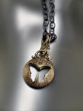 14K Gold & Oxidized Sterling Silver, Black Diamond Butterfly Necklace