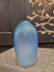 Cerulean Aqua Etched Mini Drape Vase