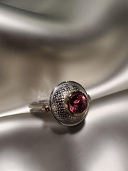 Sterling Silver & 14K Gold, Pink Tourmaline Ring