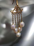 18K Gold & Pearl Chandelier Earrings