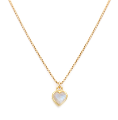 Coeur Necklace - Moonstone & Gold Plate with Gold Fill Chain 