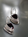 Sterling Silver, Garnet Earrings