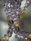 18K Gold 8MM Rondells With Carved Lavender Amethyst Necklace